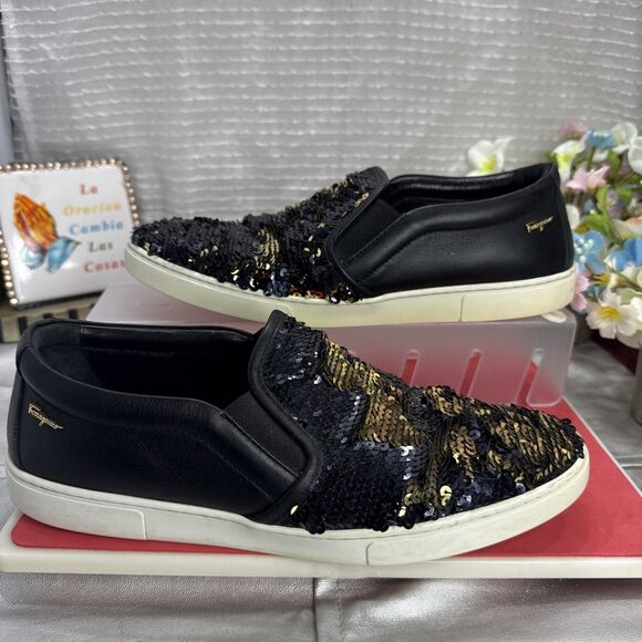 Salvatore Ferragamo Shoes - (E2) Salvatore Ferragamo Ladies Salina P Sequin Sneakers, Size 8.5 C